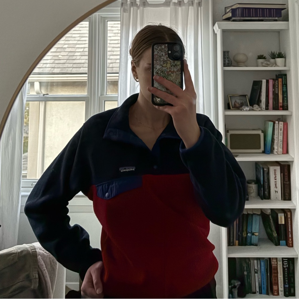 Patagonia Navy and Crimson Fleece Pullover